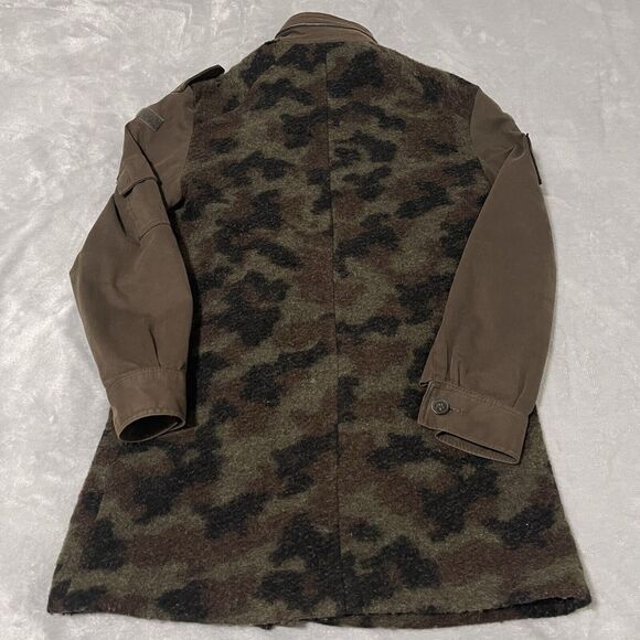 Zara Trafaluc Jacket Womens Small Military Green Camouflage Camo Patch Zip Wool - Picture 6 of 9